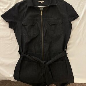 Albion CITY JUMPSUIT, Women’s Black Denim Jumpsuit with Belt, Worn Once.